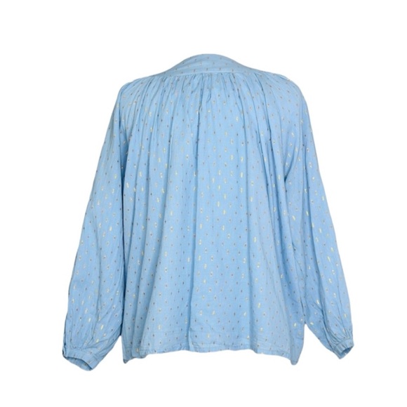 Emerson Fry Light Blue Metallic Dot Peasant Blouse - Picture 13 of 14